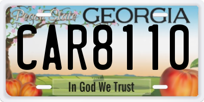 GA license plate CAR8110