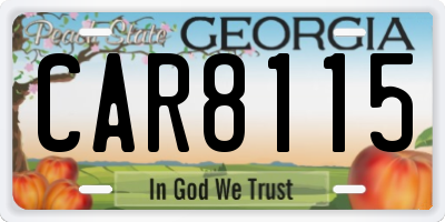 GA license plate CAR8115