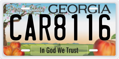 GA license plate CAR8116