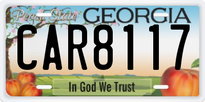 GA license plate CAR8117