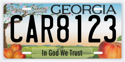 GA license plate CAR8123