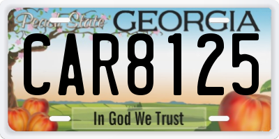 GA license plate CAR8125