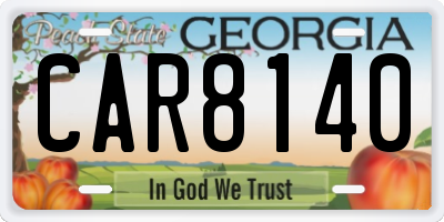 GA license plate CAR8140