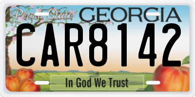 GA license plate CAR8142