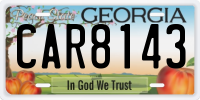 GA license plate CAR8143