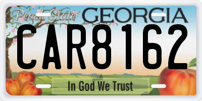 GA license plate CAR8162