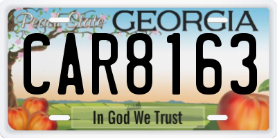 GA license plate CAR8163