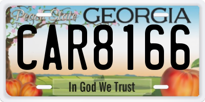 GA license plate CAR8166