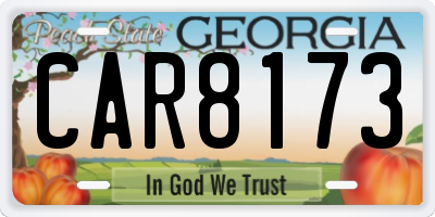 GA license plate CAR8173