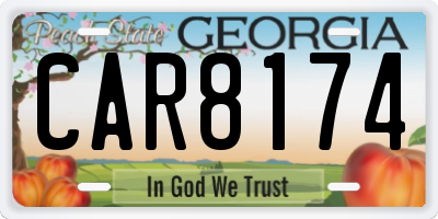 GA license plate CAR8174