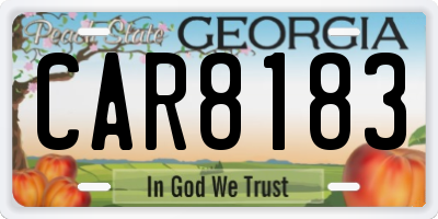 GA license plate CAR8183