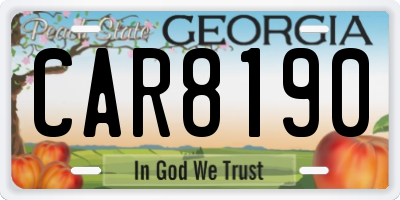 GA license plate CAR8190