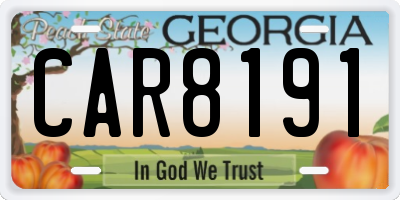 GA license plate CAR8191