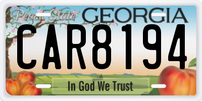 GA license plate CAR8194