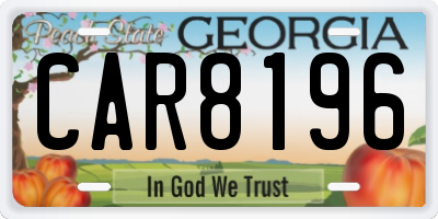 GA license plate CAR8196