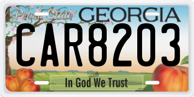 GA license plate CAR8203