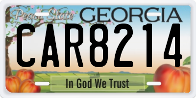 GA license plate CAR8214