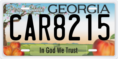 GA license plate CAR8215