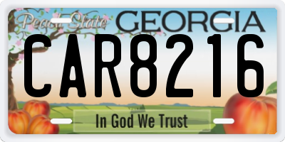 GA license plate CAR8216