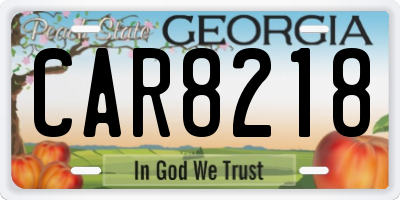 GA license plate CAR8218