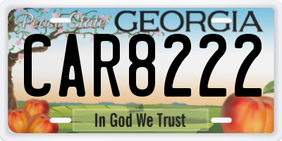 GA license plate CAR8222