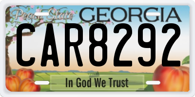 GA license plate CAR8292