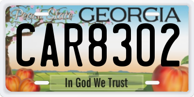 GA license plate CAR8302