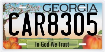 GA license plate CAR8305