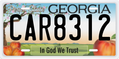 GA license plate CAR8312