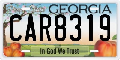 GA license plate CAR8319