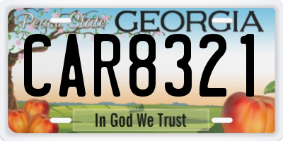 GA license plate CAR8321