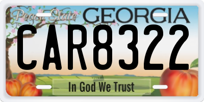 GA license plate CAR8322