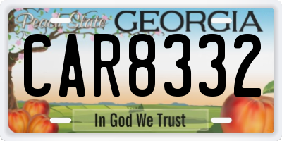 GA license plate CAR8332