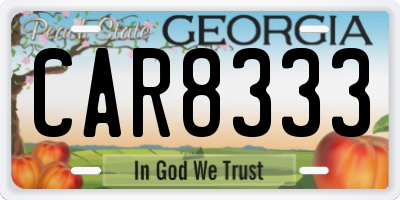 GA license plate CAR8333