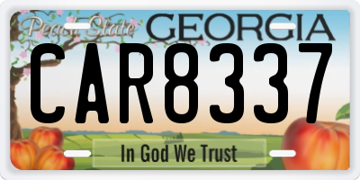 GA license plate CAR8337