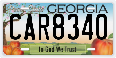 GA license plate CAR8340