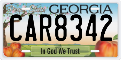 GA license plate CAR8342