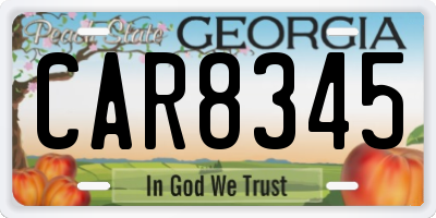 GA license plate CAR8345