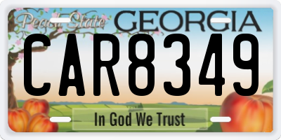 GA license plate CAR8349