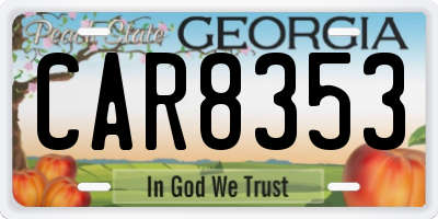 GA license plate CAR8353