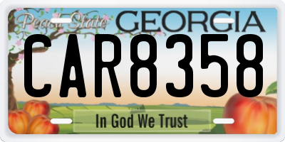 GA license plate CAR8358