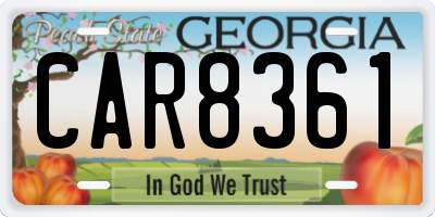 GA license plate CAR8361