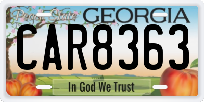 GA license plate CAR8363