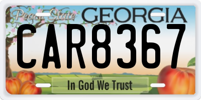 GA license plate CAR8367