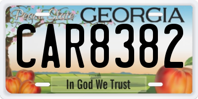 GA license plate CAR8382