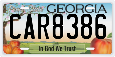 GA license plate CAR8386