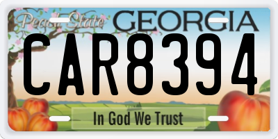 GA license plate CAR8394