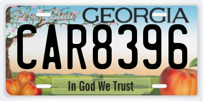 GA license plate CAR8396