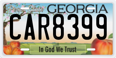 GA license plate CAR8399