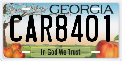 GA license plate CAR8401